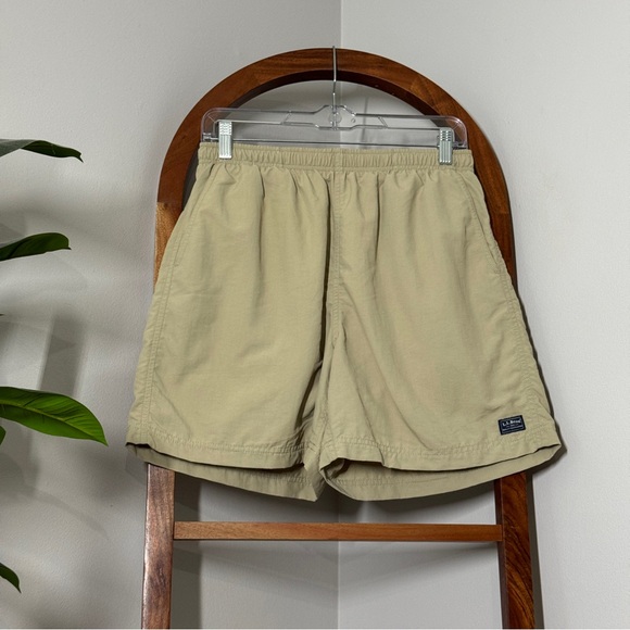 L.L. Bean MEDIUM Tan Nylon Swim Trunks Shorts - Picture 1 of 8